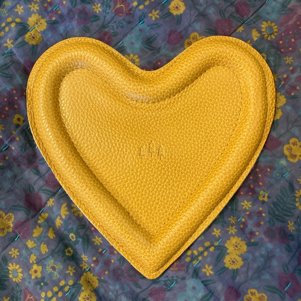 Portland Leather Heart-Shaped Tray in Sunshine